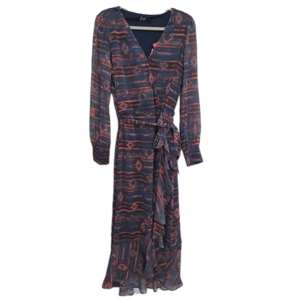 Western Maxi Wrap Dress Cowgirl Equestrian Boho Womens Size M